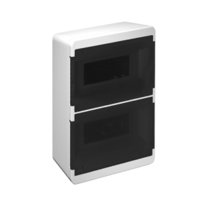 Caja plástica de superficie para 16 módulos din con puerta – Roker – Línea Recta