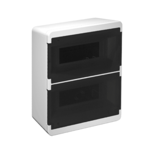 Caja plástica de superficie para 28 módulos din con puerta – Roker – Línea Recta