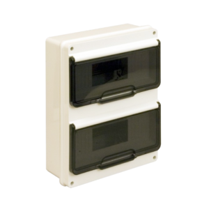 Caja plástica de superficie para 18 módulos din con puerta IP55 – Roker – Línea Europea