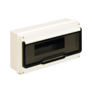 Caja plástica de superficie para 12 módulos din con puerta IP55 – Roker – Línea Europea