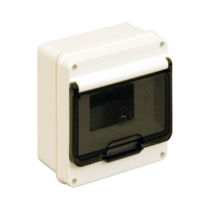 Caja plástica de superficie para 4 módulos din con puerta IP55 – Roker – Línea Europea
