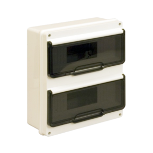 Caja plástica de superficie para 24 módulos din con puerta IP55 – Roker – Línea Europea