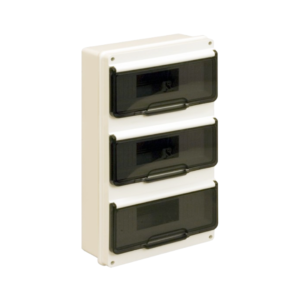 Caja plástica de superficie para 36 módulos din con puerta – Roker – Línea Recta